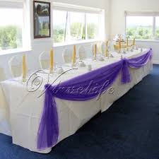 Tulle Swag On Tables And Staircase Wedding Top Table Table Swag Diy Wedding Decorations