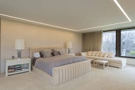 Truline Architectural Accent Lighting Wraps The Perimeter Of This Serene Bedroom Ceiling Design Living Room Bedroom False Ceiling Design Ceiling Design Modern