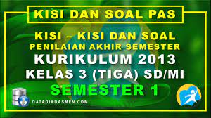soal + kunci jawaban pas budi pekerti kelas 3 sd semester 1 kurikulum 2013. Penilaian Akhir Semester Pas Kelas 3 Semester 1 Tahun Pelajaran 2021 2022 Datadikdasmen Com