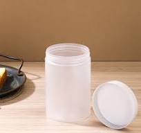 Wide mouth empty round 650ml plastic mayonnaise jars with ...