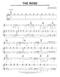 Full score for the rose sung by bette midler. The Rose Noten Bette Midler Klavier Gesang Gitarre Rechte Hand Melodie
