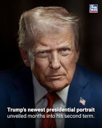 STRIKE A POSE: The White House unveils a brand new presidential portrait of  Donald J. Trump. Just months into his second term, the president is  changing up his official photo, sporting his