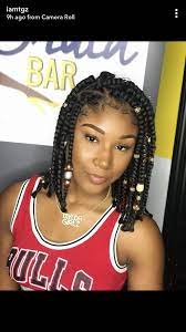 Bob short jumbo box braids. Short Jumbo Box Braids With Beads Yesss Ma Am Short Box Braids Box Braids Styling Box Braids Hairstyles