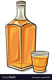 Whiskey Bottle With A Glass Vector Image On Vectorstock Bottle Drawing Whiskey Bottle Whiskey