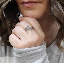 Arrow Ring, Adjustable Ring, Sterling Silver Finish