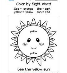 This coloring sheet will help your child put his reading skills to use. Color By Sight Word Worksheets For Kindergarten A Wellspring