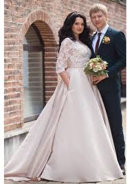 Whether you choose to have an entire gown made with the. 2020 Cheap A Line Satin Champagne Long Sleeves Sweetheart Lace Plus Size Wedding Dresses
