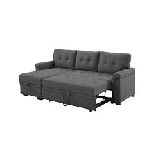 Our wooden foldable bed at wooden street will give you the best of style and storage in one. Lucca Gray Fabric Reversible Sleeper Sofa Storage Chaise D6117