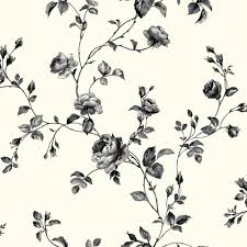 Black And White Toile Wallpaper Bathroom Kitchen Bath Rose Toile Wallpaper Kh7082 In Black And White Toile Wallpaper White Wallpaper Farmhouse Wallpaper