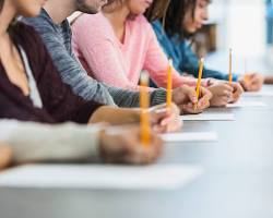 Student taking the final exam