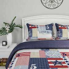 In the market for a new twin comforter? Patchwork Nautical Americana Quilted Blanket Colorful Bedspread Twin Queen King Ebay