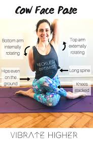 Cow Face Pose Gomukhasana Is A Hip And Shoulder Opening Seated Posture Slide Your Left Foot To The Outside Of Your Cow Face Pose Cow Face Easy Yoga Workouts