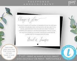 Change Of Plans Wedding Postpone Announcement Template Wedding Cancellation Event Change Of Plans Change The Date Digital Or Print Card Wedding Cancellation Wedding Announcements Templates Wedding Planning