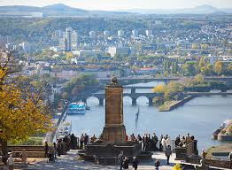 Koblenz has about 110,000 inhabitants (2015); Hover Over The Rhine To The Ehrenbreitstein Fortress Uber Den Rhein Auf Die Festung Ehrenbreitstein Schweben