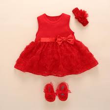 Red Birthday Dress For 1 Year Old Infant Christmas Romper Dress Baby Dress Set Girl Outfits Kids Party Dresses
