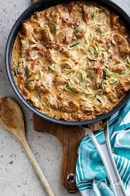 But when summer is approaching and you want a beach body, the carb temptation is hard to resist. Creamy Sun Dried Tomato Chicken Zoodles Cafe Delites