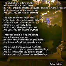 The Book Of Love Lyrics Peter Gabriel Best Song Lyrics Heart Songs Favorite Lyrics