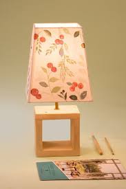 Handmade Table Lamp For Living Room Fabric Lampshade With Wooden Stand Creative Handmade Lampshade Add Floral Lampshade Handmade Table Painting Lamp Shades
