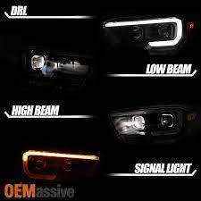 black 2016 2017 toyota tacoma trd sequential led square projector headlights toyota tacoma toyota tacoma trd tacoma truck