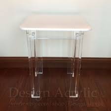 White Acrylic Side Table Home Furniture By Designacrylic On Etsy Acrylic Side Table Furniture Acrylic Furniture