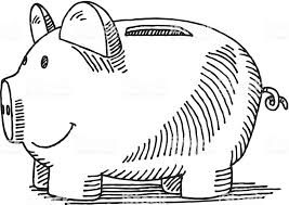 Hand Drawn Vector Drawing Of A Piggy Bank Black And White Sketch On Vector Drawing Black And White Sketches Drawings