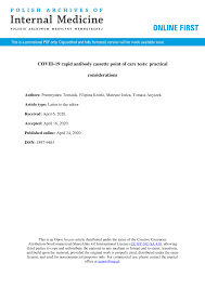 Potvrzení pro výjezd do zahraničí Pdf Covid 19 Rapid Antibody Cassette Point Of Care Tests Practical Considerations