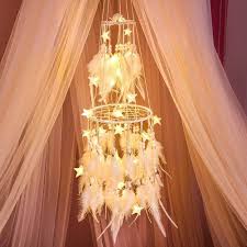 Check spelling or type a new query. Amazon Com Dremisland Double Circle White Feather Dream Catcher With Mobile Led Fairy Lights Wall Hanging Ornaments Ceiling Decor For Bedroom Decor Wedding Decorations Boho Chic Party Nursery Decor Kitchen Dining