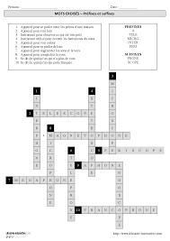 Une Grille De Mots Croises Avec Des Mots Utilisant Les Prefixes Et Les Suffixes Mots Croises Prefixes Grille Mots Croises