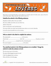 Grammar Review Adverbs Grammar Review Adverbs Adverbs Worksheet