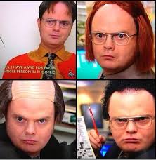 Dwight And His Many Wigs Single Person Classy Christmas Funny Memes