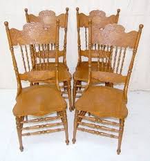 164a Set Of 4 Antique Oak Pressed Back Chairs Lot 164a Midcentury Modern Dining Chairs Antique Kitchen Chair
