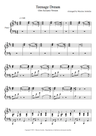 Glee Cast Teenage Dream Acoustic Sheet Music Teenage Dream Sheet Music Glee