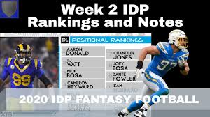 2020 fantasy football d/st rankings: 2020 Week 2 Idp Rankings Youtube