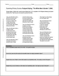 Rudyard Kipling S The White Man S Burden 1899 Free Printable Dbq Worksheet Pdf File World History Teaching World History Lessons If Rudyard Kipling
