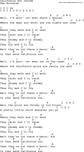 Song Lyrics With Guitar Chords For California Sun Songs Ukulele Music Music Words