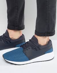 Pull Bear Runner Trainers With Contrast Trim In Blue Men