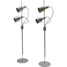 Rare monix floor lamp 3 adjustable and orientable spots on a metal barrel nickeled and lacquered black, foot circular base. Vintage Aluminium Floor Double Spot Lamps By Peter Nelson Architectural Lighting 1960s Design Market