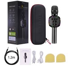 bonaok upgraded wireless bluetooth karaoke microphone with dual sing led lights portable handheld mic speaker mac wireless bluetooth outdoor birthday karaoke