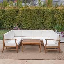 8 Seater Teak Finished Acacia Wood Sectional Sofa Outdoor Furniture Sets Sectional Sofa Patio Furniture Sets