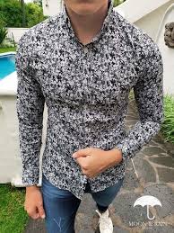 Black And White Floral Dress Shirt Mens Slim Fit Shirt Black And White Floral By Moon Rain Mens Shirt Dress Mens Fashion Casual Outfits Men Shirt Style