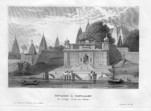 Varanasi Benares Uttar Pradesh Palast India engraving Original: (1850) Art&nbsp;/&nbsp;Print&nbsp;/&nbsp;Poster | Antiquariat Steffen Völkel GmbH
