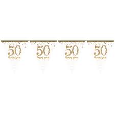 Jeder kreis ist metallisches gold auf der einen seite und weiß auf der anderen. 50 Hochzeitstag Goldene Hochzeit Girlande Mit Fahnchen Party City