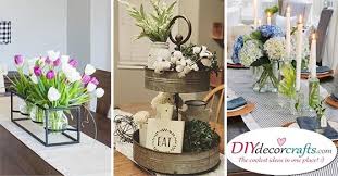 Also noteworthy are the crystals filling up the vase. Simple Dining Table Centrepiece Ideas Dining Room Table Decor Ideas