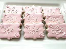 Name Plaque Baby Shower Or Bridal Shower Decorated Cookies Soft Pink With Floral And Initials Custom Shower Wedding Plaques Plaque Cookies