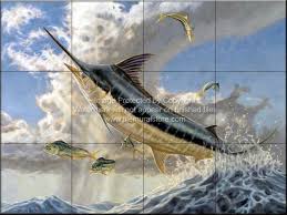 saltwater fish art fly fish tile mural