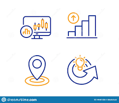 Candlestick Chart Graph Chart And Location Icons Set Share