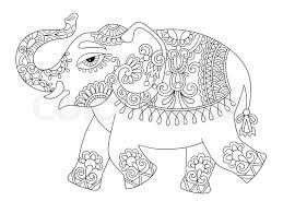 Ethnic abstract coloring pages to color, print and download for free along with bunch of favorite this particullar coloring image height & width is around 600 pixel x 758 pixel with approximate file. Ethnic Indian Elephant Line Original Stock Vector Colourbox