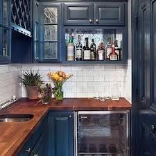 Blue Cabinets Butcher Block Counter Google Search Kitchen Interior Kitchen Inspirations Home Kitchens