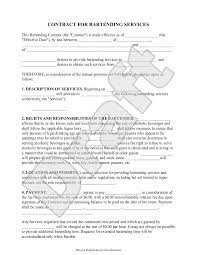 Bartender Contract Form Bartending Agreement Sample Contract Template Lease Agreement Construction Contract