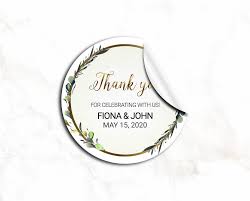 Greenery Foliage Stickers Gold Thank You Wedding Wedding Etsy Wedding Favor Stickers Favor Stickers Wedding Stickers